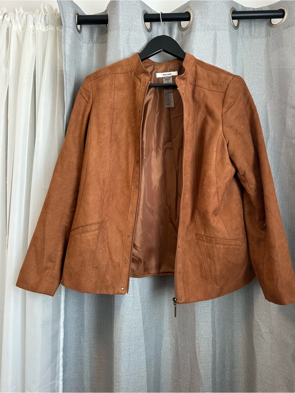 TanJay Brown Suede-Look Snap Front Jacket